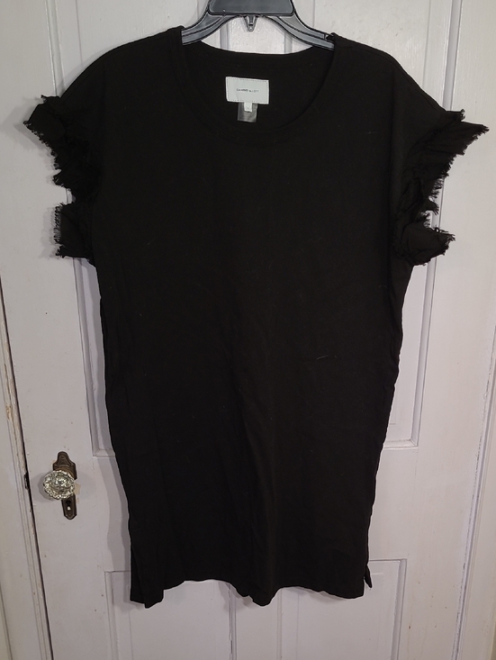 Current/Elliott Dresses & Skirts - Current Elliott Black Frayed Sleeve Tee Dress Size 1